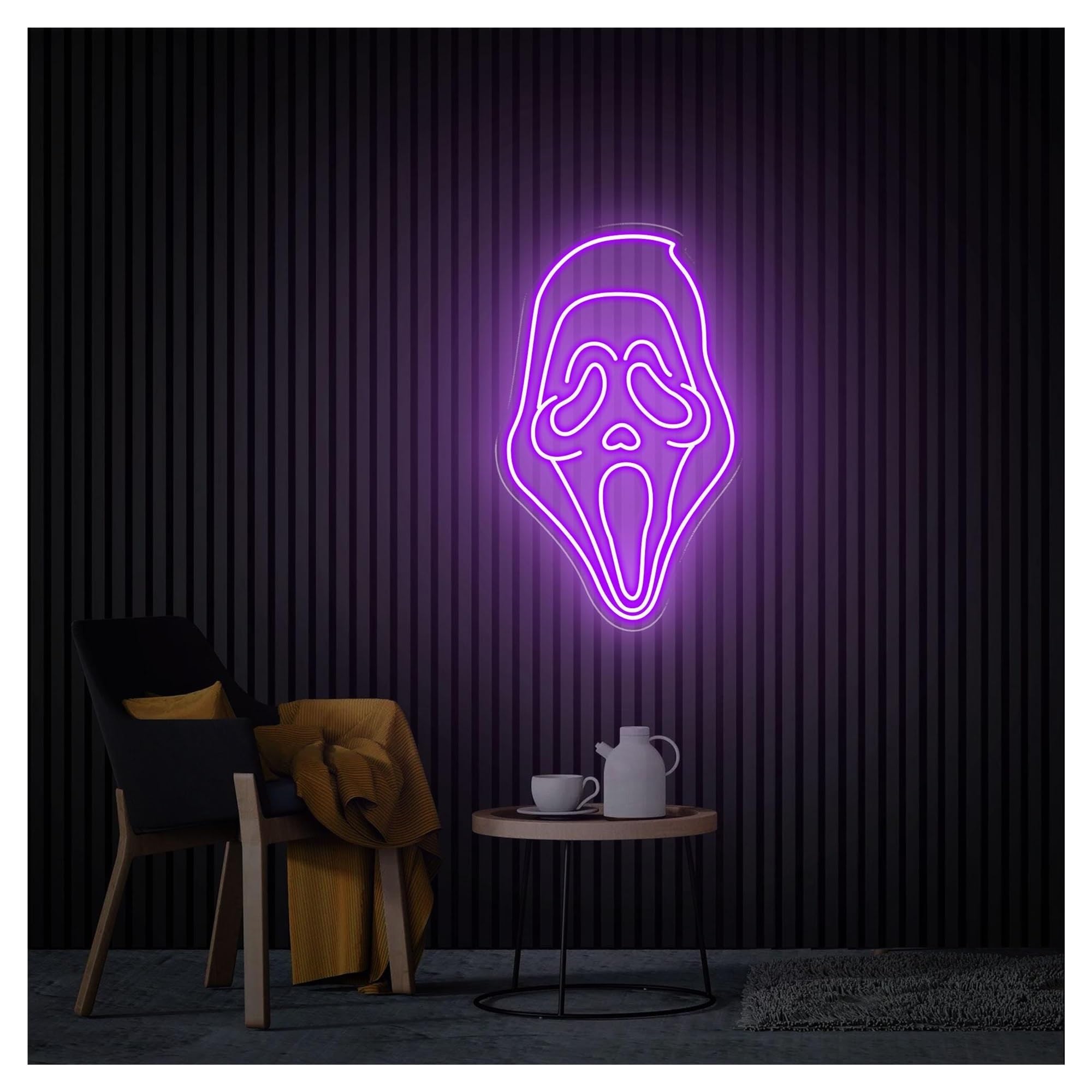 RONGCH Hanging Art Signs Ghost Neon Sign,Suitable for Game Room, Haunted House Decor with Dimmable 31cmx50cm(C)