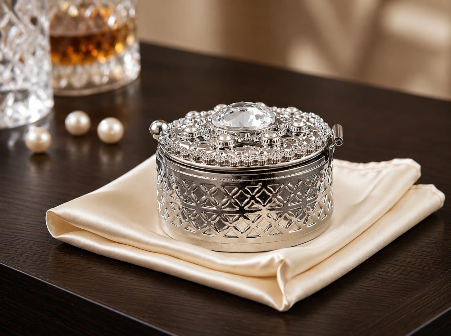 Silver Sindoor Kumkum Dibbi Holder Traditional Bharani Box (h)-image-24