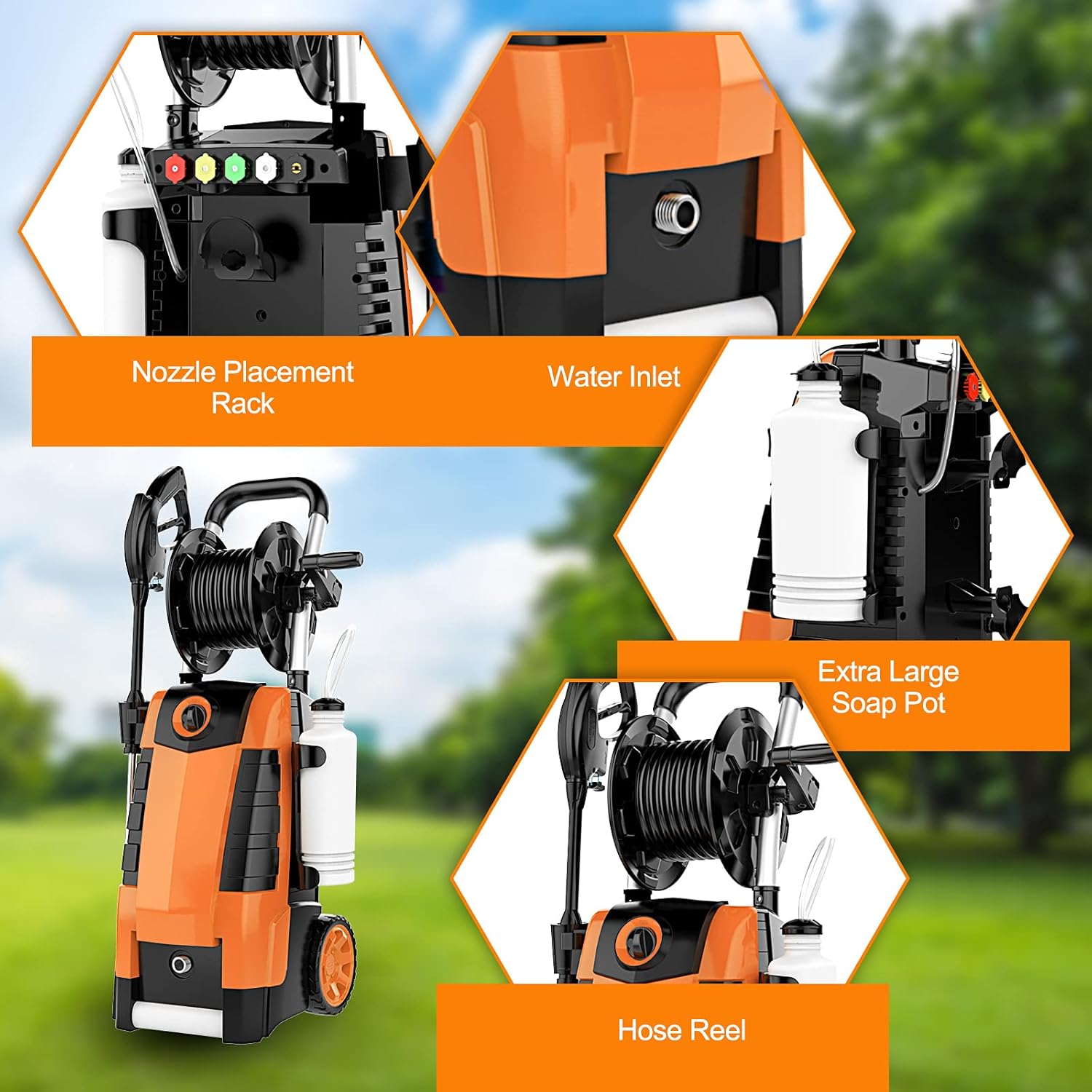 Best Review TEANDE Electric Pressure Washer 1.9GPM Electric Power Washer 1800W High Pressure Washer with Hose Reels (Brown) Flash Deals - 70% OFF TEANDE Electric Pressure Washer 1.9GPM Electric Power Washer 1800W High Pressure Washer with Hose Reels (Brown)