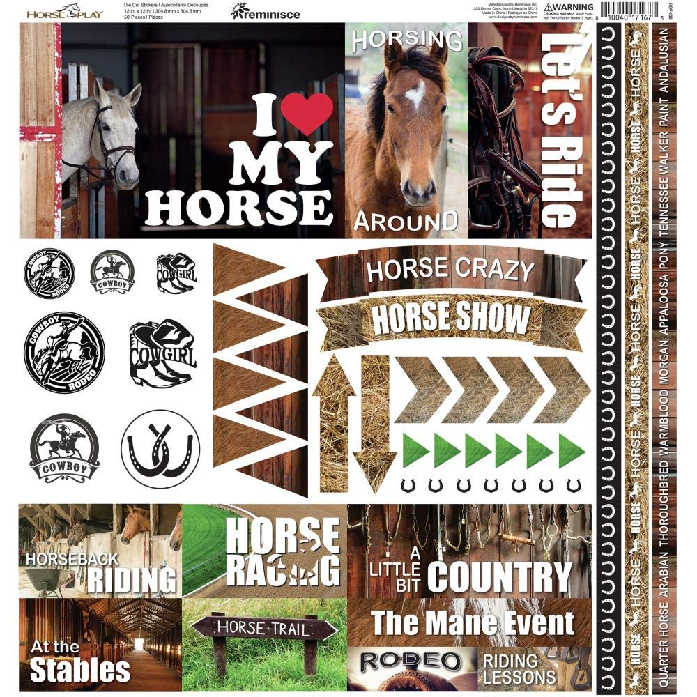 Horse Play 12x12 Horse Scrapbook Papers and Stickers Set Horseplay