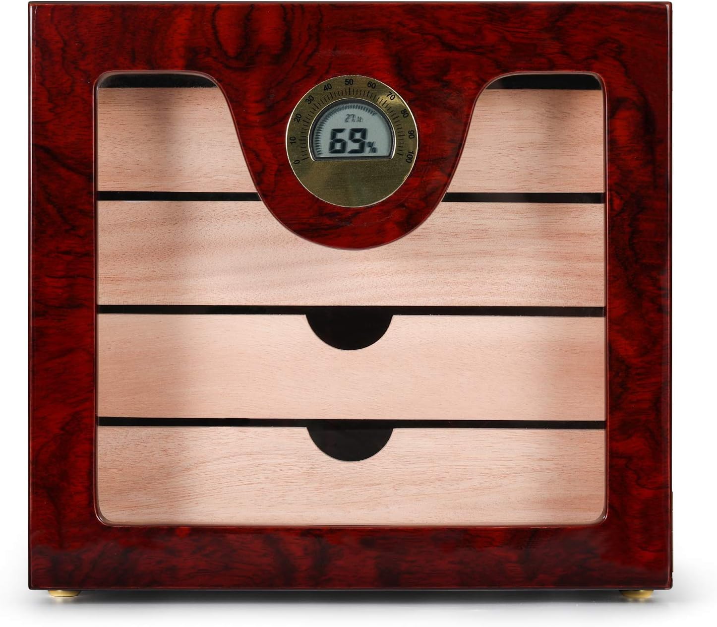 Woodronic Cigar Humidor Cabinet for 50-100 Cigars with Humidifier and Hygrometer, Spanish Cedar Lined Trays and Dividers, Rosewood Finish, Gift for Men