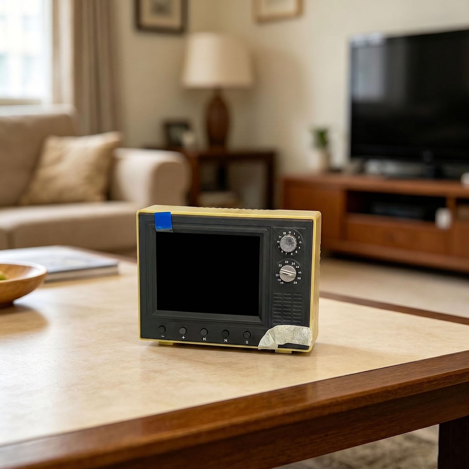 Mini TV a Escala 1/12, Soporte en Miniatura, Carga USB, vídeo