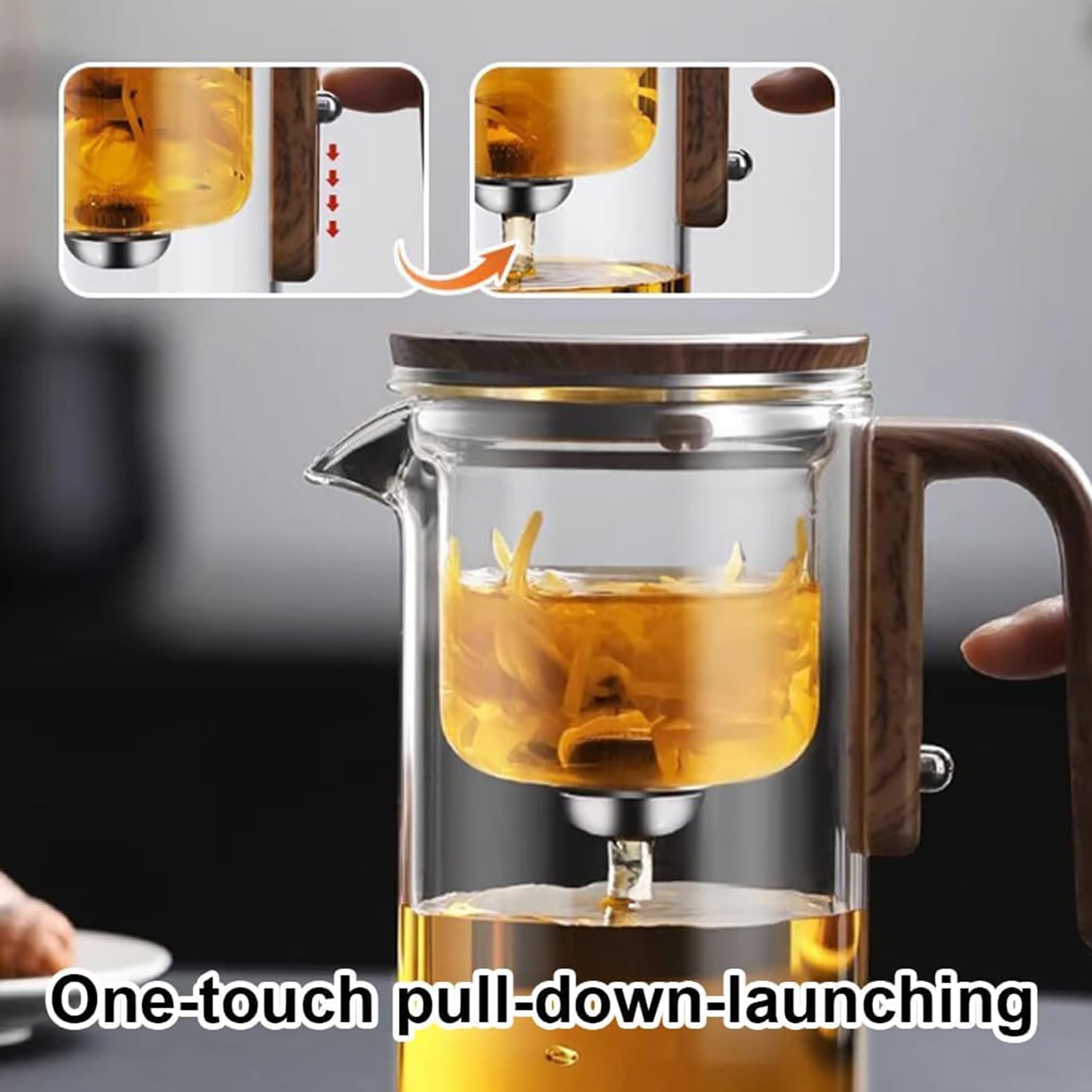 Tetera, Harmony Pot, infusor de té artesanal, tetera mágica con colador, 520 ml, 2 tazas