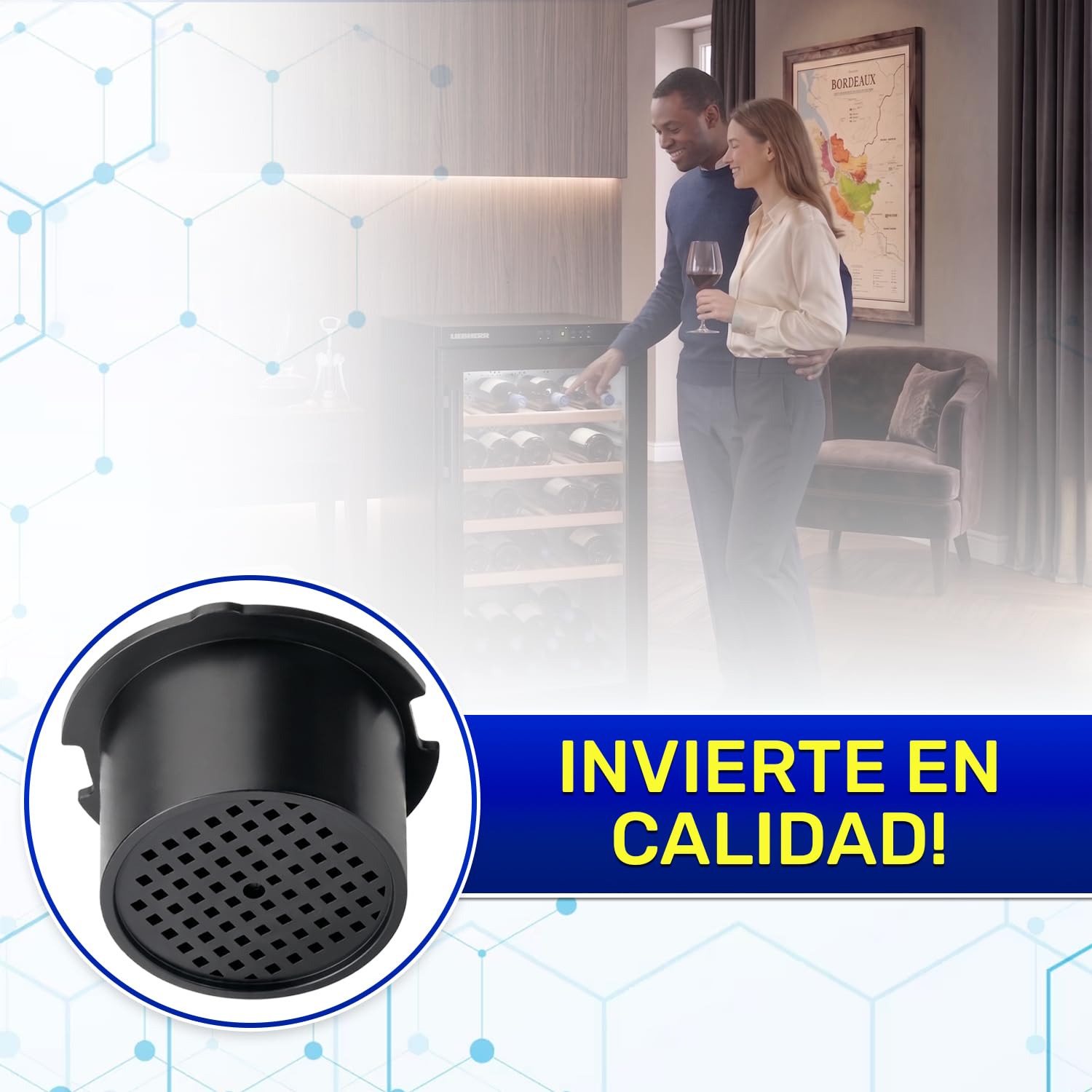 2 Piezas Filtro Carbon Activo Frigorifico Vinoteca Ø 51 mm con Código Original 7433243 7440999 9192811 para Liebherr 9447050 para Miele 467217 606509 para Bosch - MONTERAL