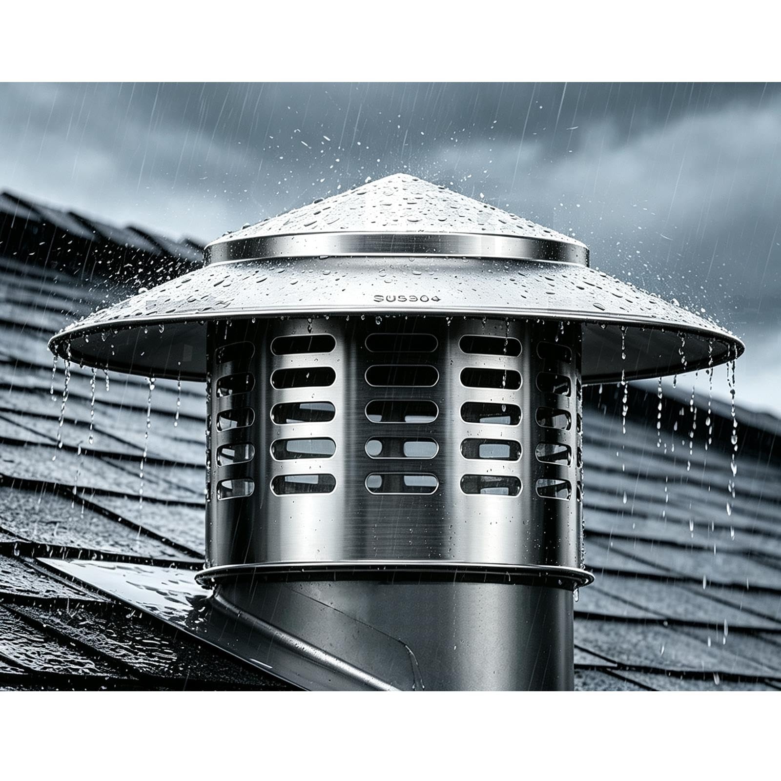 Cappello di Pioggia per Camino, Comignolo Tondo in Acciaio Inossidabile | Copertura Canna Fumaria Antivento e Anti-Uccelli, Tappo Fumaiolo Multifunzionale per Tetto(12in(300mm))