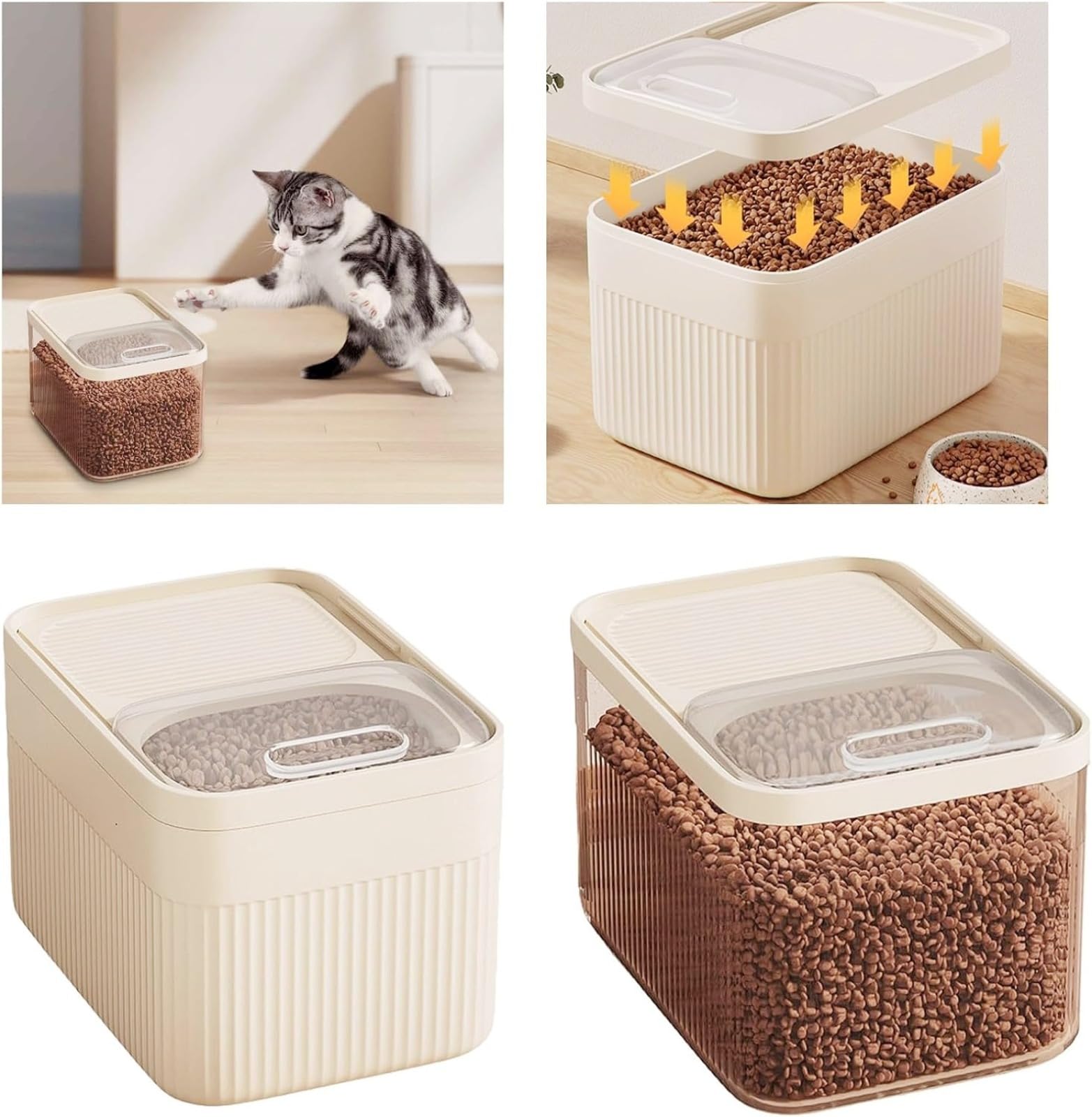 Genérico Contenedor de Comida para Mascotas, contenedor de Almacenamiento de Comida para Mascotas, Capacidad máxima de 15 kg, Adecuado para Perros, Gatos y Otras Mascotas, con Taza medidora