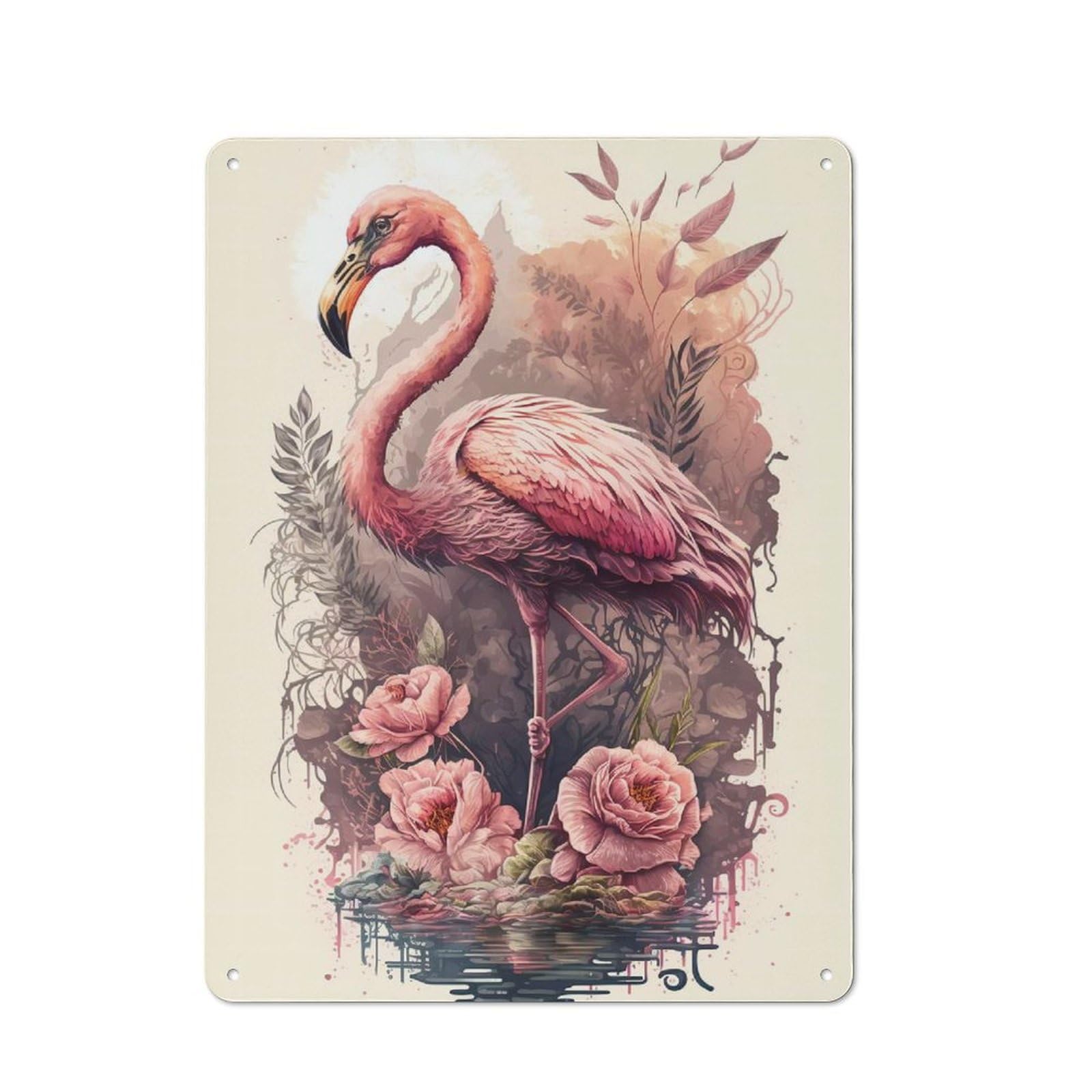 Cottage Tin Sign 40x30cm Featuring Flamingo Unrealistic, Porch Wall Decor for Shed, Garden Room, Porch Or Garage