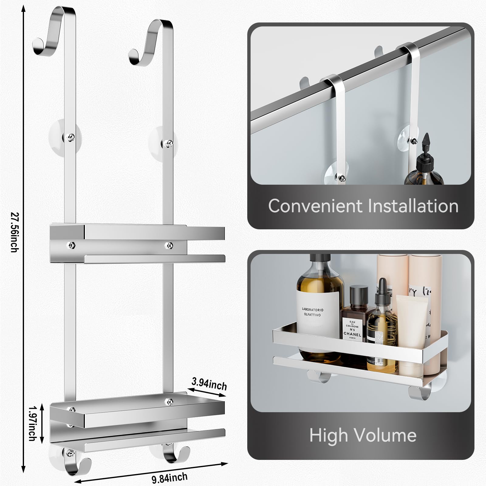 Mensola Bagno Adesiva In Acciaio Inox - Senza Foratura, Per Doccia E Cucina - Foto 7