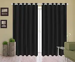 Cortina Corta Luz 2,50m X 2,20m 100% Blackout PVC Preta Para Sala Ou Quarto Para Varão Simples