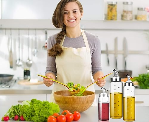 Miniatura 3 de Botella dispensadora de aceite de oliva, contenedor de condimentos líquidos, vinagre dispensador de vinagre de 17 onzas con boquilla tapa sin goteo,