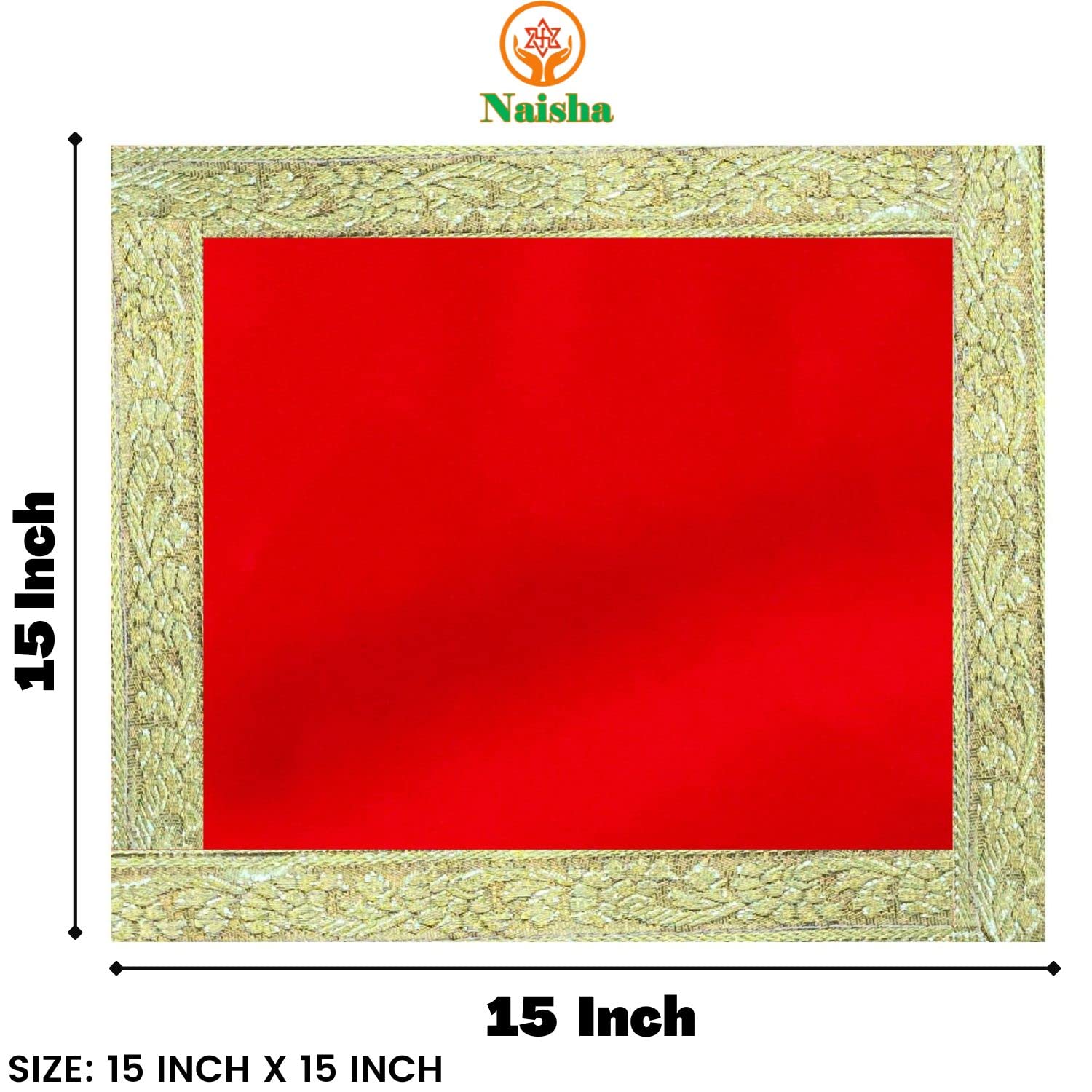 NAISHA Red Pooja Aasan Mat Set di 2, 38,1 x 38,1 cm Velvet Puja/Altar Cloth Mandir, Decorazioni Pooja multiuso Mantenere Accessori di Tempio, Chowki, Lastra articolo