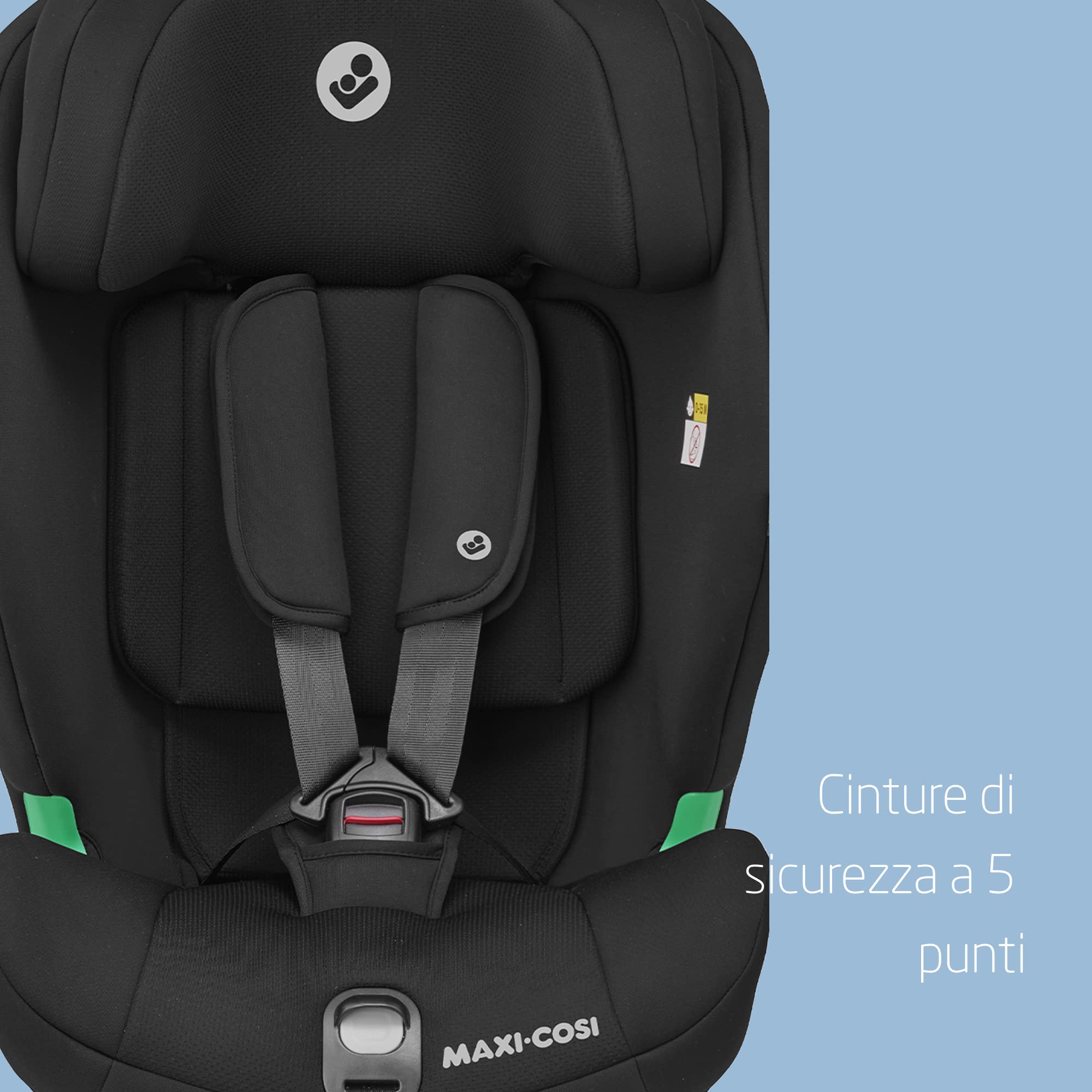 Maxi-Cosi Titan i-Size, Seggiolino Auto ISOFIX per Bambini, 15 Mesi - 12 Anni, 76 - 150 cm, Reclinabile in 5 Posizioni, G-CELL Side Impact Protection, Regolabile in Altezza, Basic Black