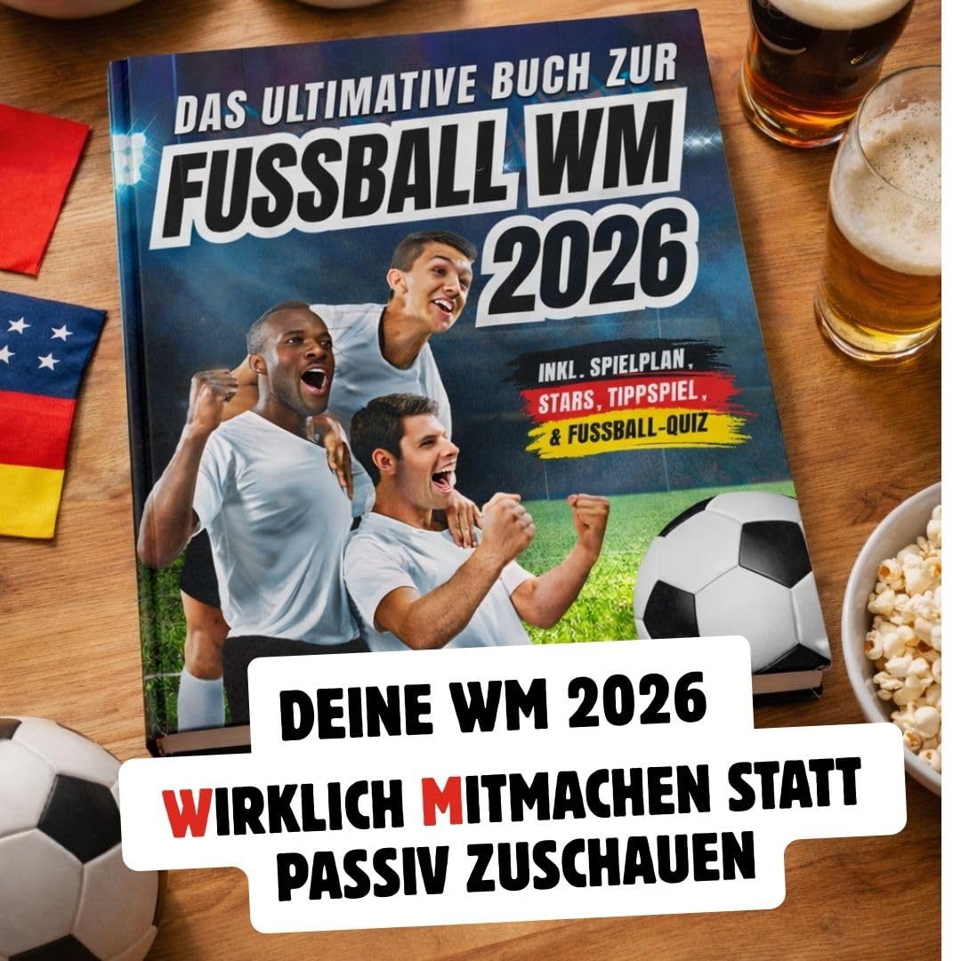 Das ultimative Buch zur Fussball WM 2026: inkl. Spielplan, Stars, Tippspiel & Fußball-Quiz - Perfektes Geschenk für Männer, Kinder ab 12 & alle Fußball-Fans