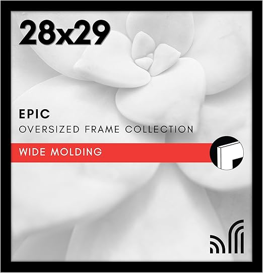 Americanflat 28x29 Poster Frame with Polished Plexiglass - Black Picture Frame - Wide Photo Frames Made of Engineered Wood for Vertical or Horizontal Wall Display - Epic Collection - Black