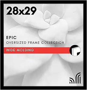 Americanflat 28x29 Poster Frame with Polished Plexiglass - Black Picture Frame - Wide Photo Frames Made of Engineered Wood for Vertical or Horizontal Wall Display - Epic Collection - Black