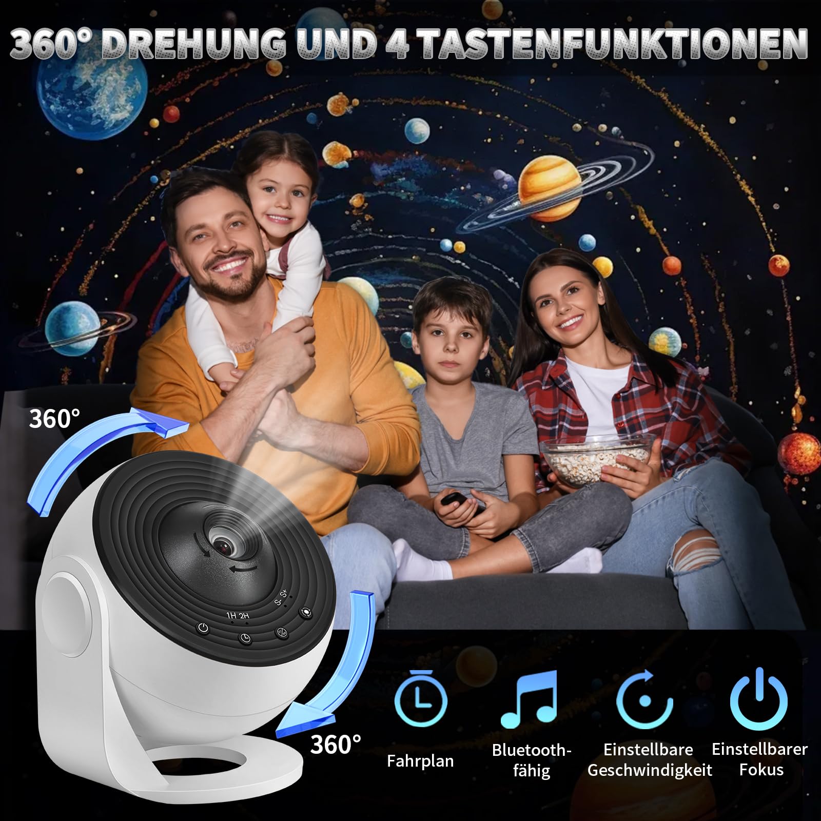 Charmofun Sternenhimmel Projektor mit Fernbedienung, 14 in 1 Planetarium Projektor mit 15 Songs, Galaxy Projektor für Schlafzimmer 360° rotierenden, RojektorLampe Sternenhimmel für Kinder Erwachsene
