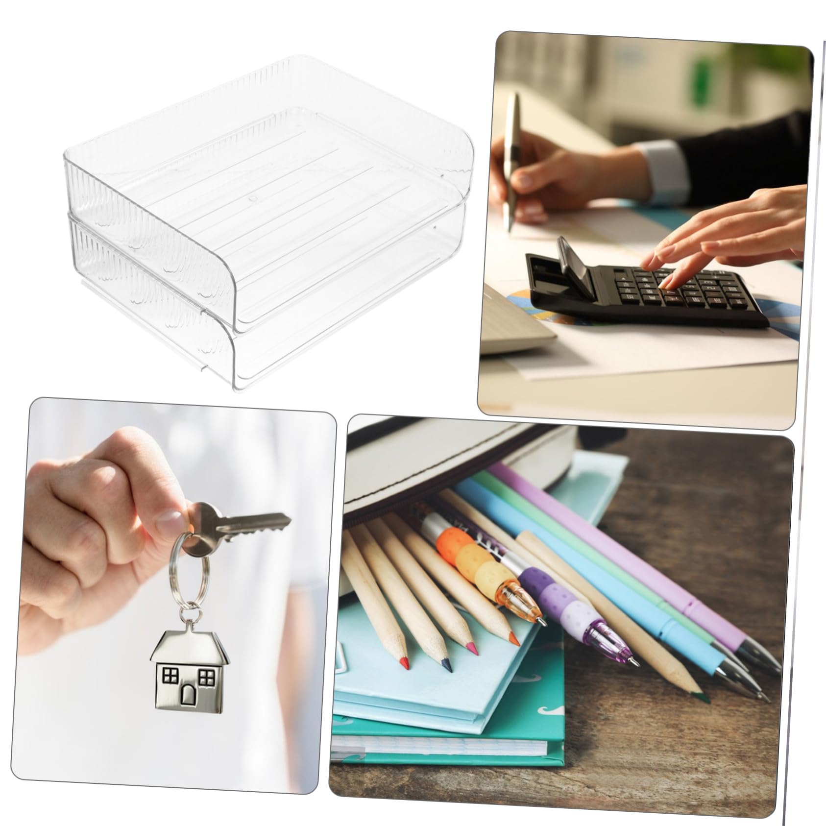 2 pezzi Organizer Scrivania in Plastica Resistente Mensola Documenti Impilabile Portaoggetti Multifunzione per Ufficio e Casa Design e Facile