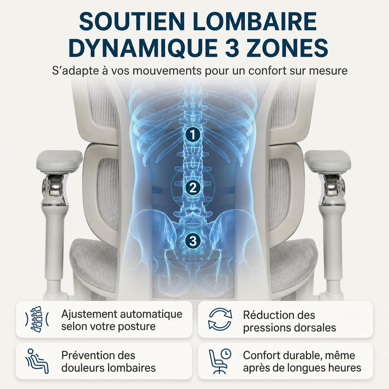 Silla de oficina ergonómica, cómoda/ajustable, reposapiés, reposabrazos 6D, reposacabezas 2D, silla de oficina con doble soporte lumbar, ruedas silenciosas, respaldo reclinable