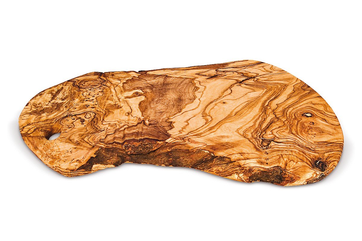 TAGLIERE forma irregolare in legno d'olivo cm 42x23x2.4