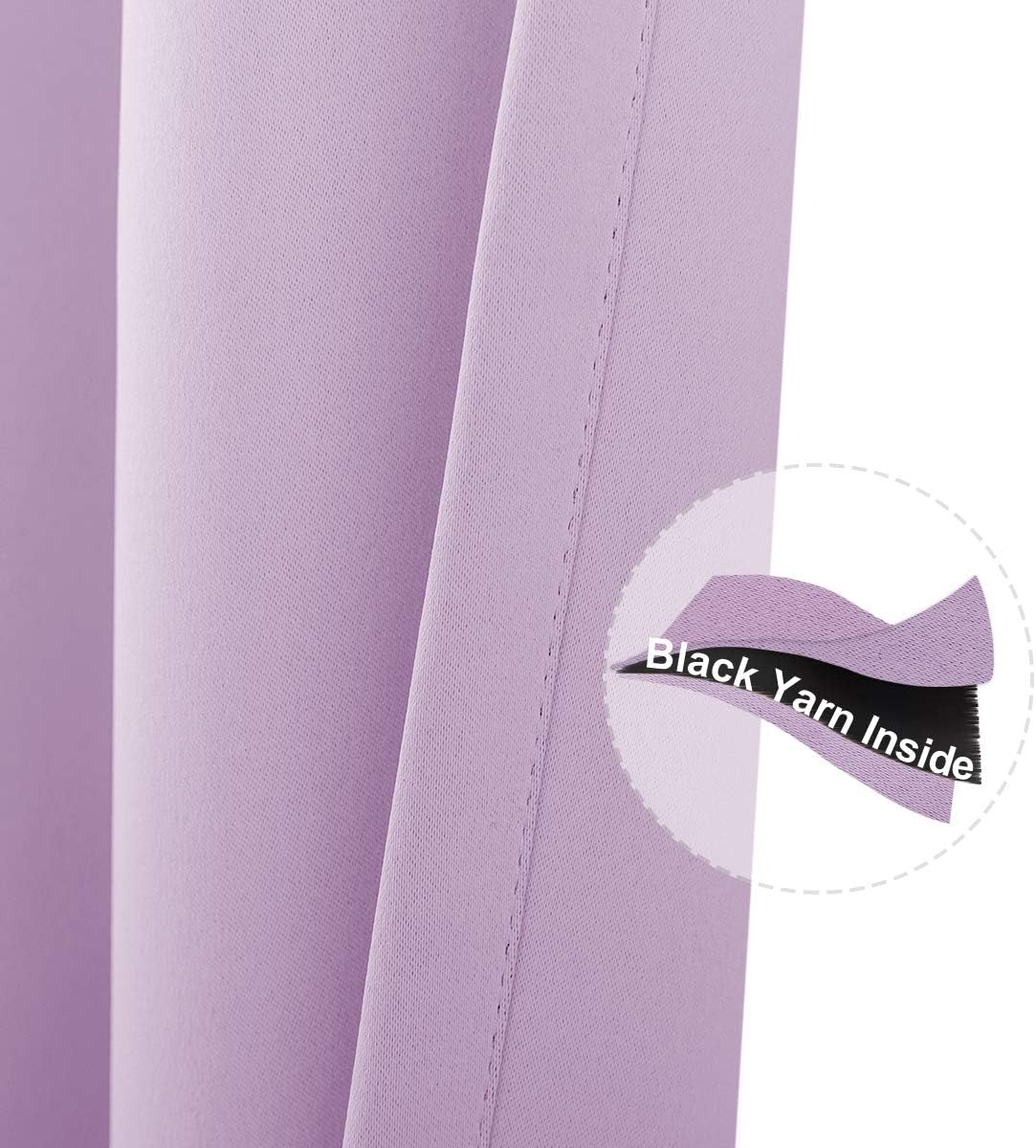 Vangao Lilac Curtain 63 Inches Length for Living Room Bedroom Room Darkening Window Treatment Panel Triple Weave Moderate Blackout Drape Grommet Top 2 Panel