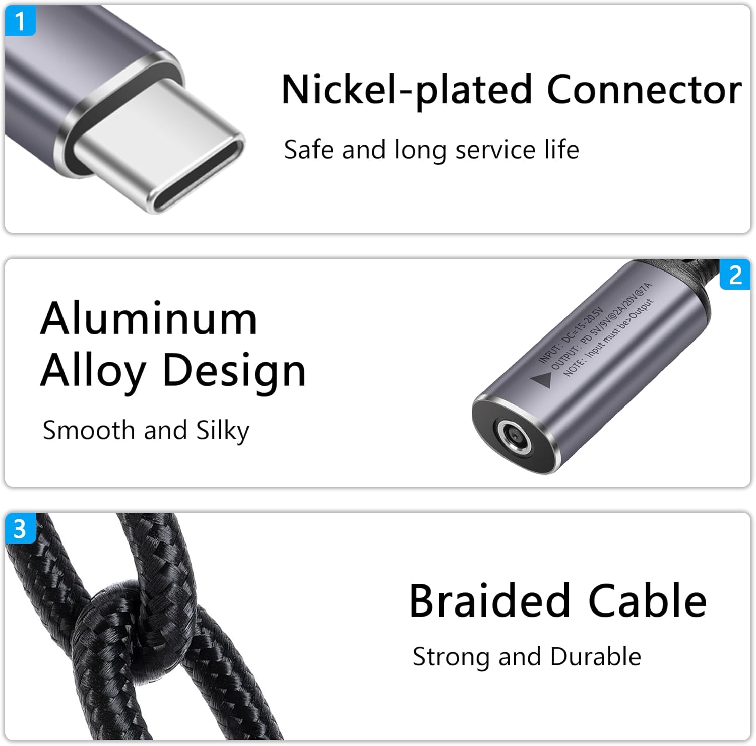 SinLoon PD 140W DC4530 to USB C Cable DC 4.5mm x 3.0mm Female(4.5 x 0.6mm) Input to Type C Male Power Charging Cable with PD Automatic Identification Chip,for Phones,Tablets,Laptops(DC4530) image 4 of 8 B0D1FYV42K