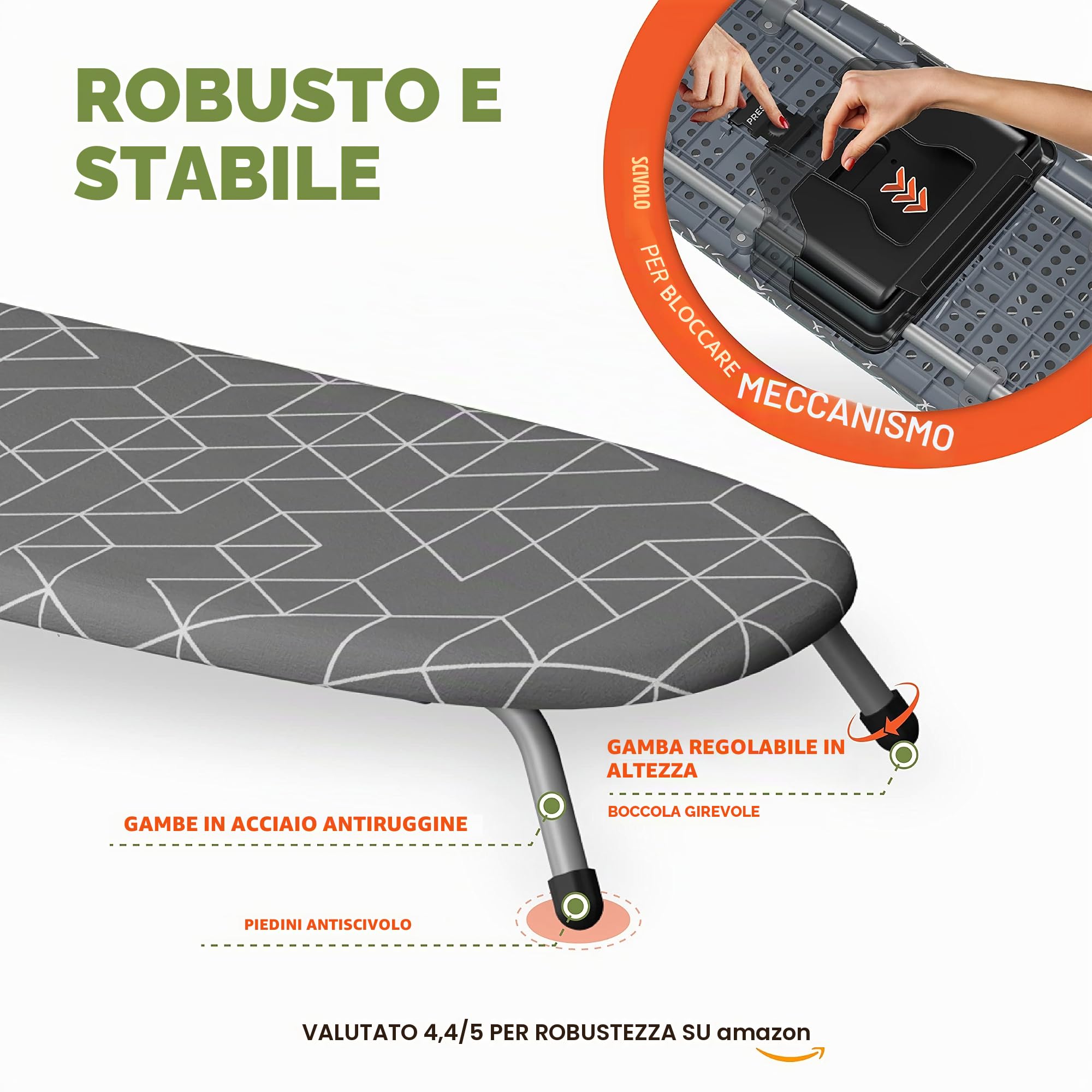 XABITAT Asse da stiro da tavolo con fissaggio a parete, mini asse da stiro portatile salvaspazio per lavanderia, pieghevole, piccola, con supporto per ferro da stiro, grigio