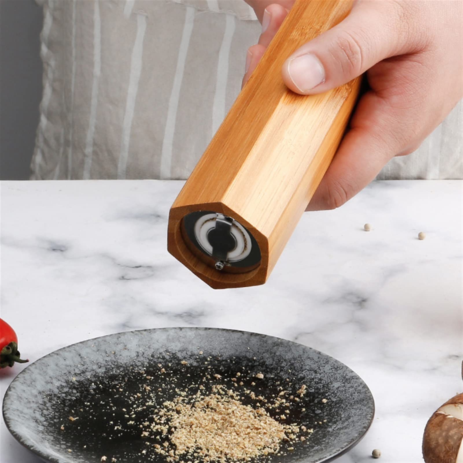 UNNS Salz-und Pfefferstreuer Eichenholz Pfeffer Gewürzmühle Mühle - Handheld -Gewürzmühlen Mühle Keramikschleife Kern Grill Werkzeuge gesetzt Gewürzmühle (Color : A)