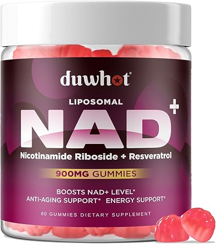 NAD Suplemento gomitas sin azúcar, liposomal B3 nicotinamida ribósido resveratrol 900 mg para mujeres y hombres, suplemento NAD+ con quercetina y