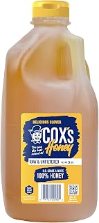 Cox's 100% Pure Raw Unfiltered Clover Honey 5 lb Jug - U.S. Grade A White, Nutrient-Rich Family Farmed Since 1927