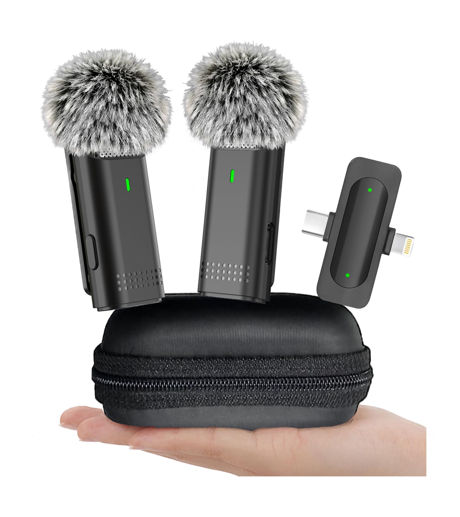 EZColoris 2 Pack Wireless Microphones for iPhone Android - Clip on Mini Microphone for Video Recording Lapel Microphone for Streaming, Podcast, YouTube Tiktok Content Creator