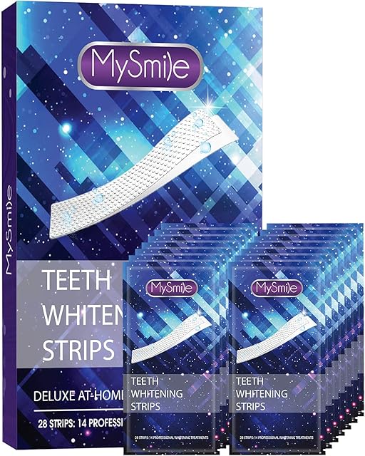 MySmile Teeth Whitening Strips, 28 White Strips Teeth Whitening Kit, Non-Sensitive 14 Sets Teeth Whitener for Tooth Whitening, Helps to Remove Smoking Coffee Soda Wine Stain, Up to 10 Shades Whiter