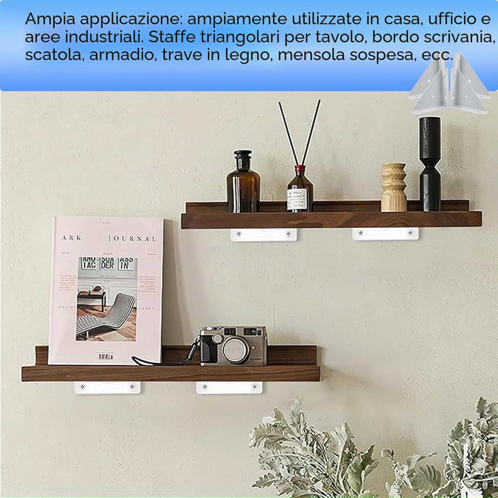 Squadrette Angolari Metallo per Legno 90° 4 Pezzi con Viti Bianco