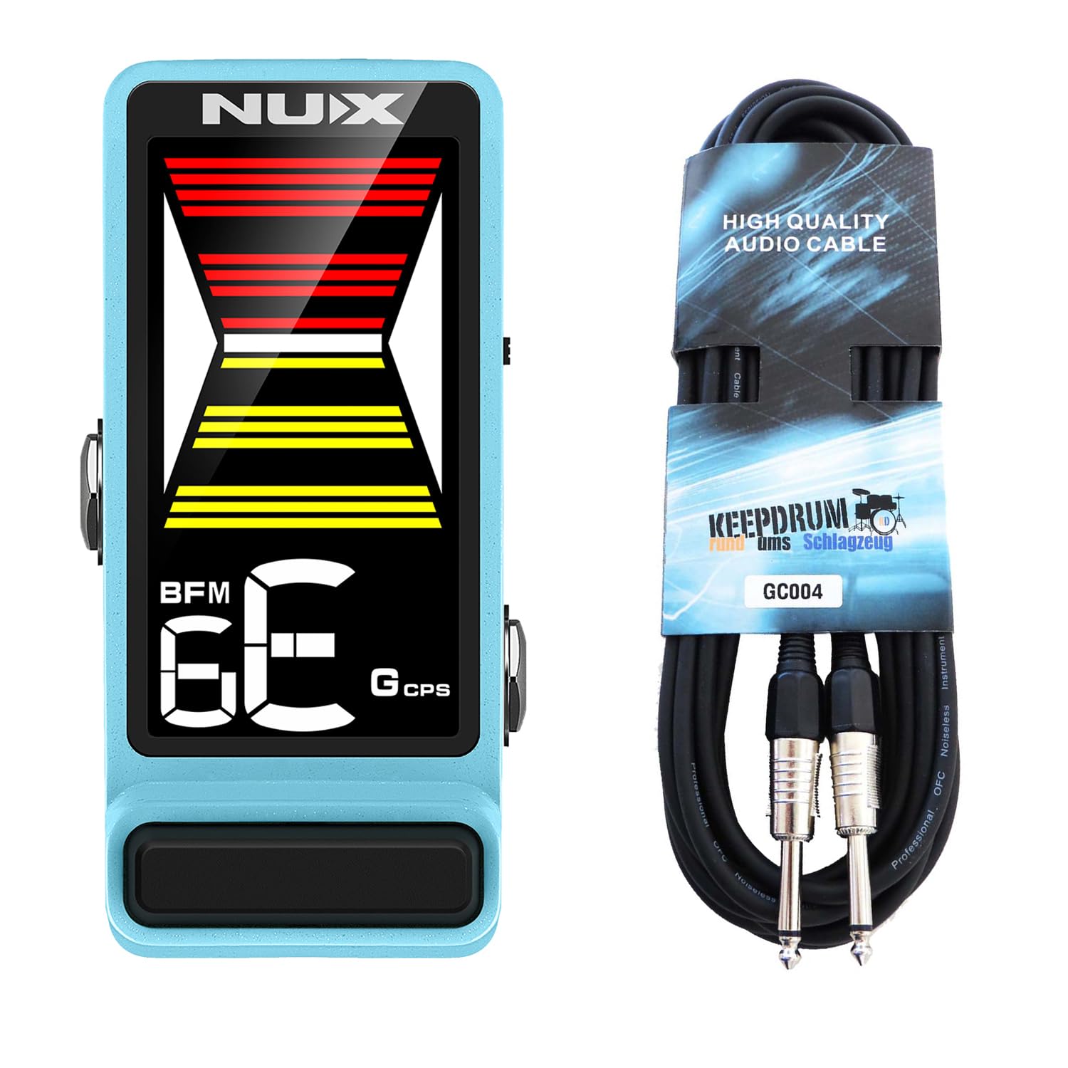 Nux NTU-3 MKII Flow Tune - Afinador con cable jack keepdrum, color azul