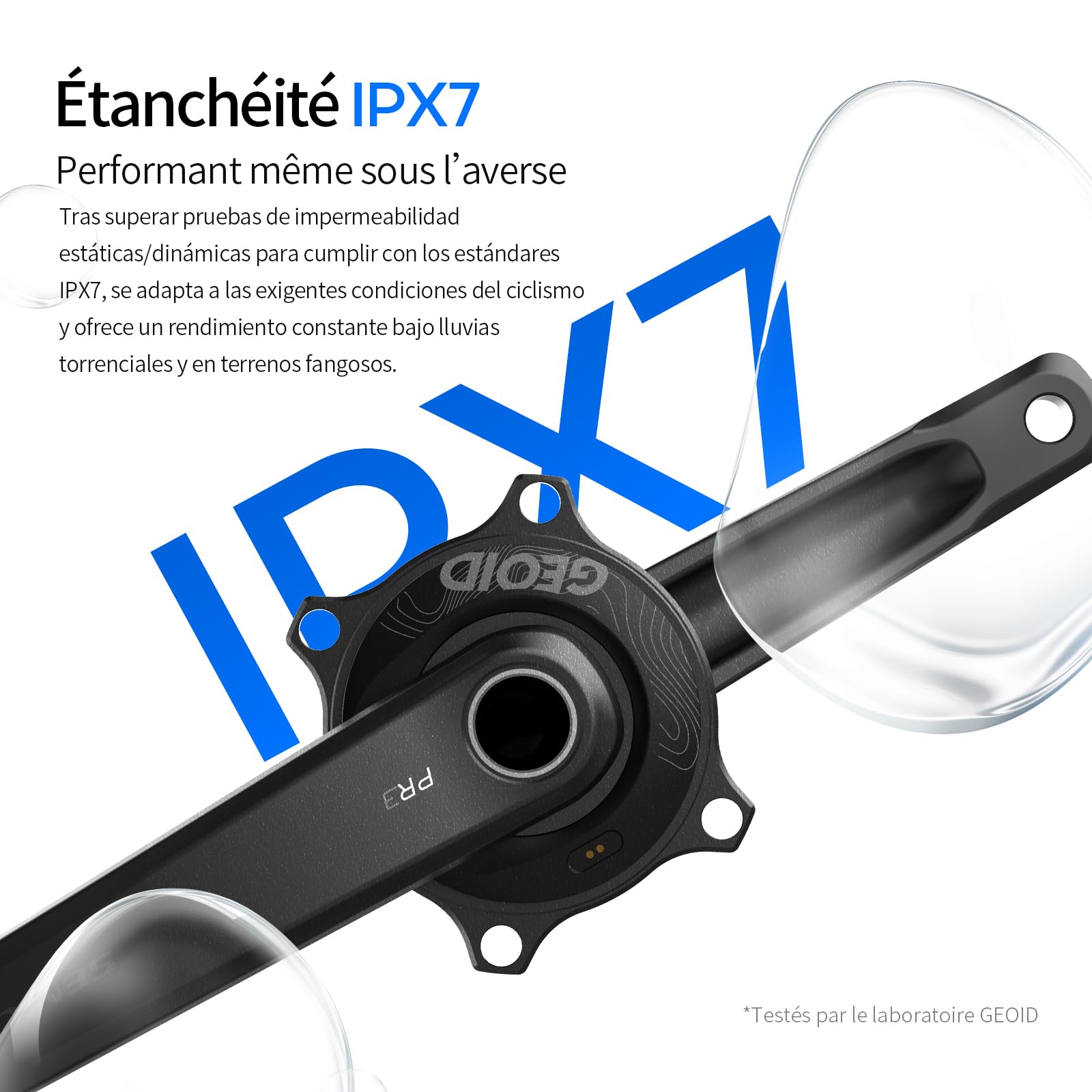 GEOID PM500 Compteur de Puissance pour Vélo de Route - Pédalier Léger 680g avec Précision ±1,5%, Batterie 300 Heures, 110 BCD, Bluetooth/Ant+, IPX7 Étanche