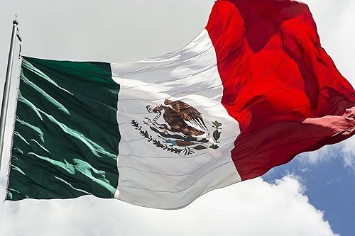 Miniatura 5 de Bandera de México 3x5 para exteriores, banderas mexicanas bordadas, nylon 210D resistente, rayas cosidas, ojales de latón más fuertes, 4 dobladillos