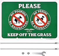 Vista 2 de MUXYH Letrero de perro de doble cara con texto en inglés «Please Be Respectful, Keep Off The Grass», de construcción de metal, 12 x 9 pulgadas