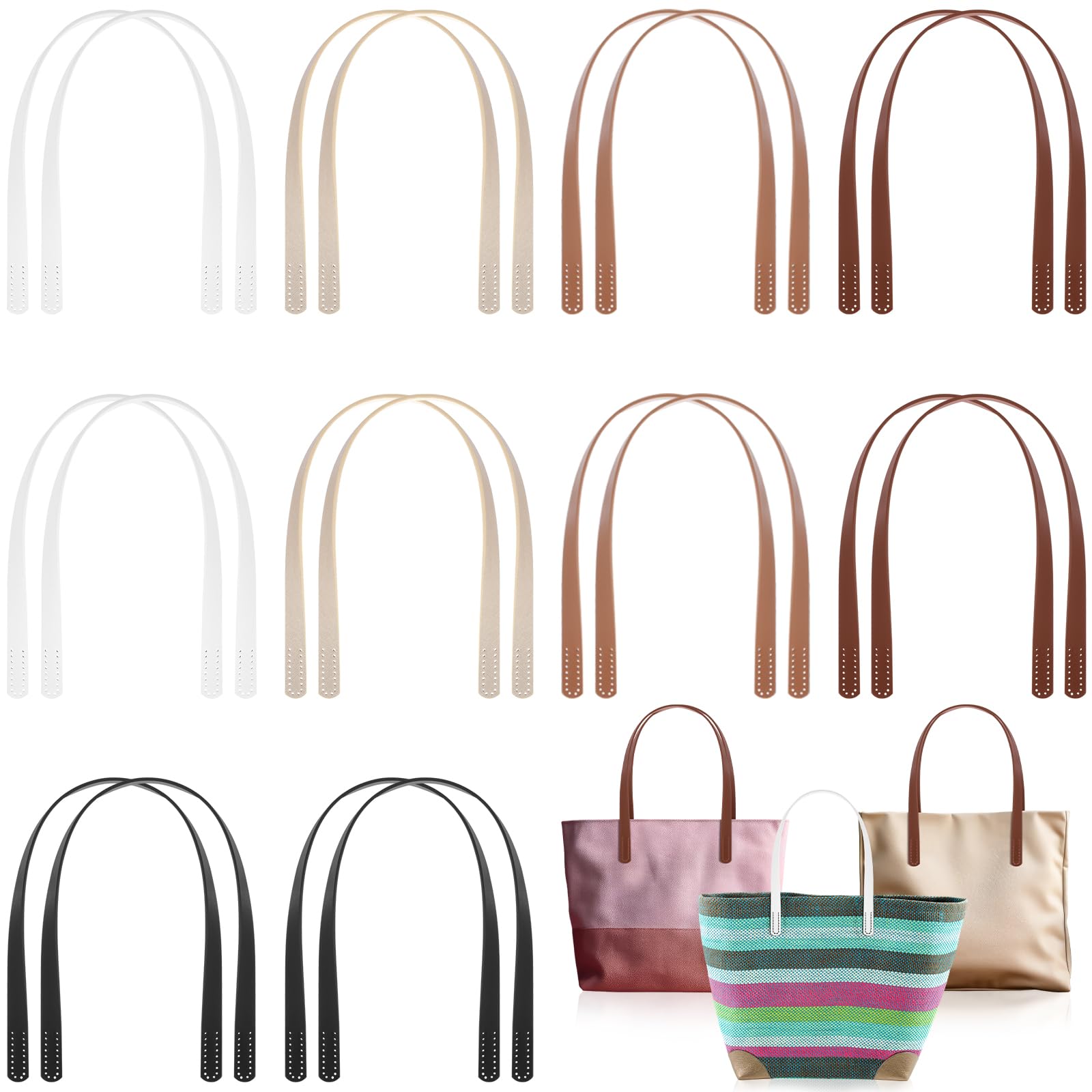 20 Pcs Leather Handles for Bags, Leather Purse Straps 5 Colors Sew On Purse Shoulder Replacement for DIY Crochet Bag Wallet Tote Making Supplies-image-26