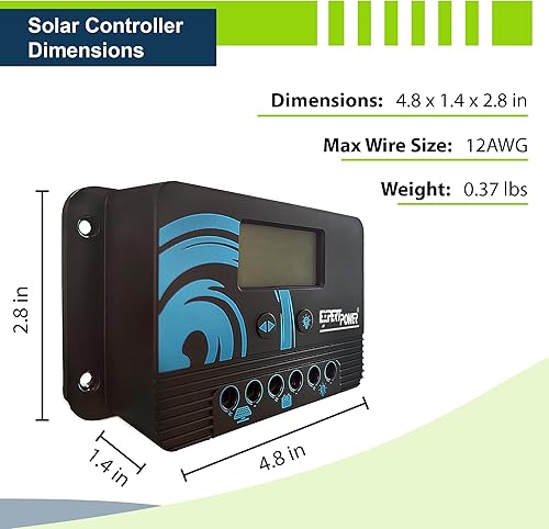 Miniatura 3 de ExpertPower Kit de energía solar de 100 W y 12 V  Panel solar mononígido de 100 W, controlador de carga solar PWM de 10 A LiFePO4, AGM, gel, batería