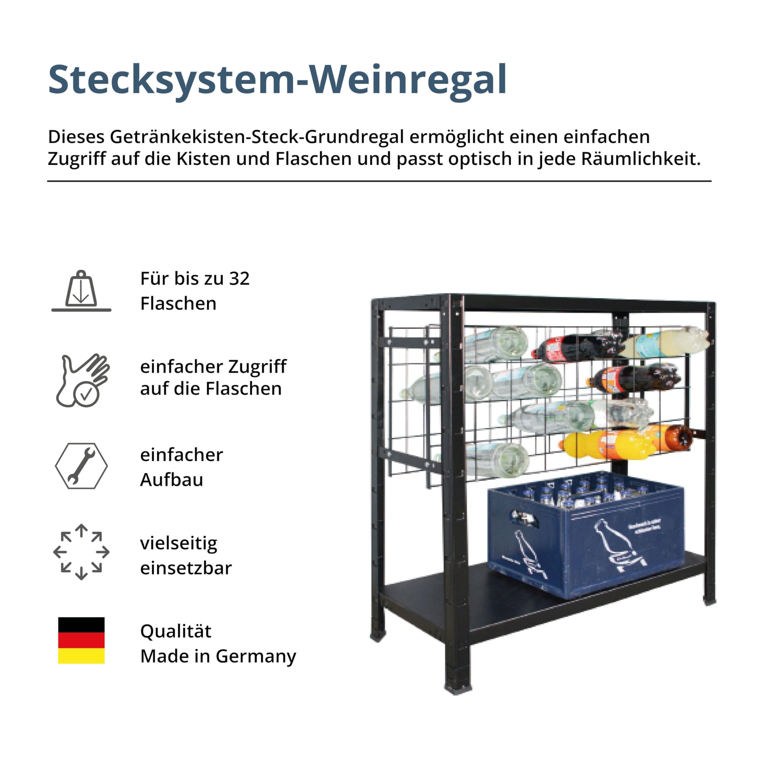 SCHULTE Regalwelt Weinregal für bis zu 32 Flaschen, 90x80x35 cm (HxBxT), schwarz, Getränkeregal, Weinflaschenregal, Flaschenregal