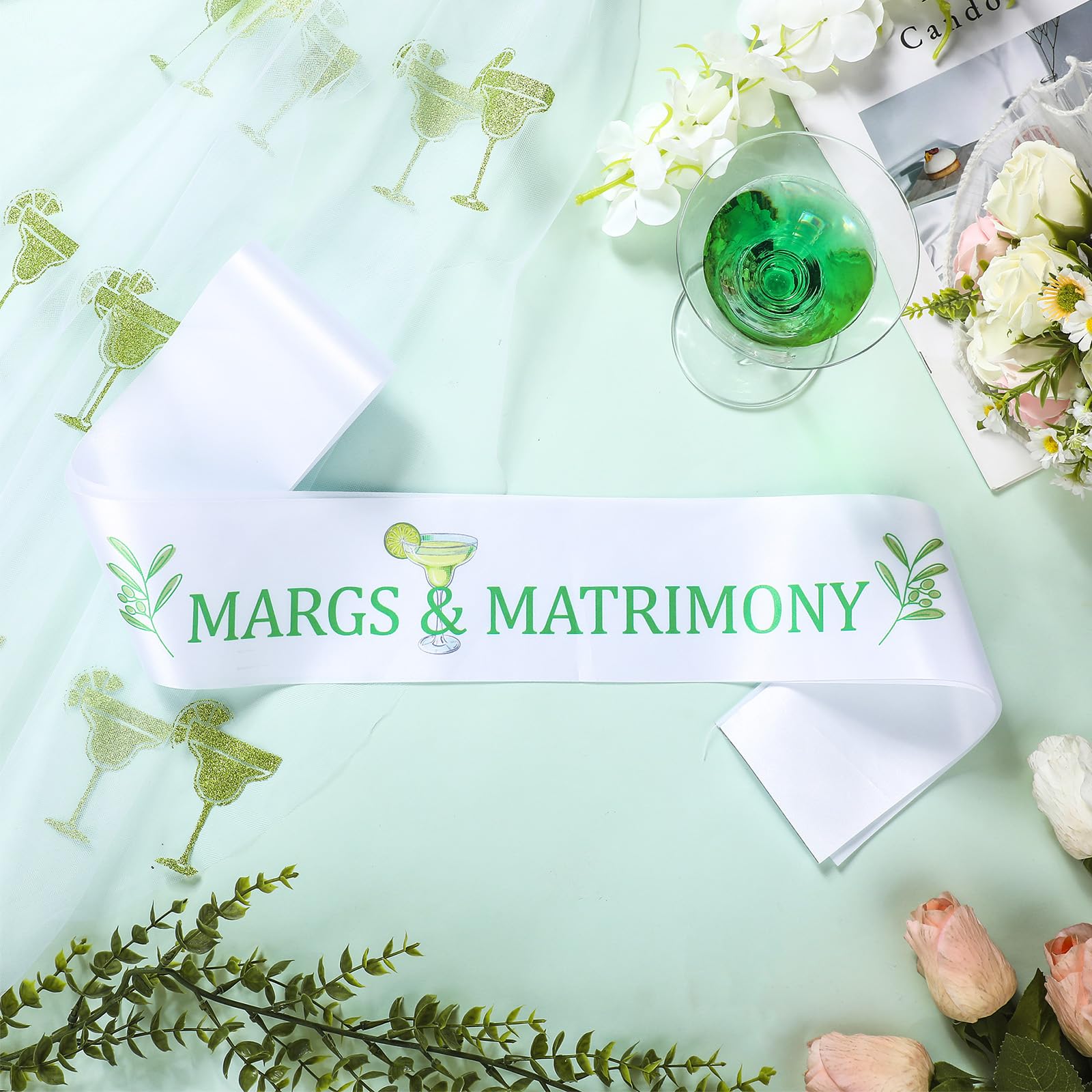 XunYee Margarita - Kit de decoración para despedida de soltera con velo de despedida de soltera para matrimonio, despedida de soltera, regalo de decoración, accesorios de decoración de margs, banda de