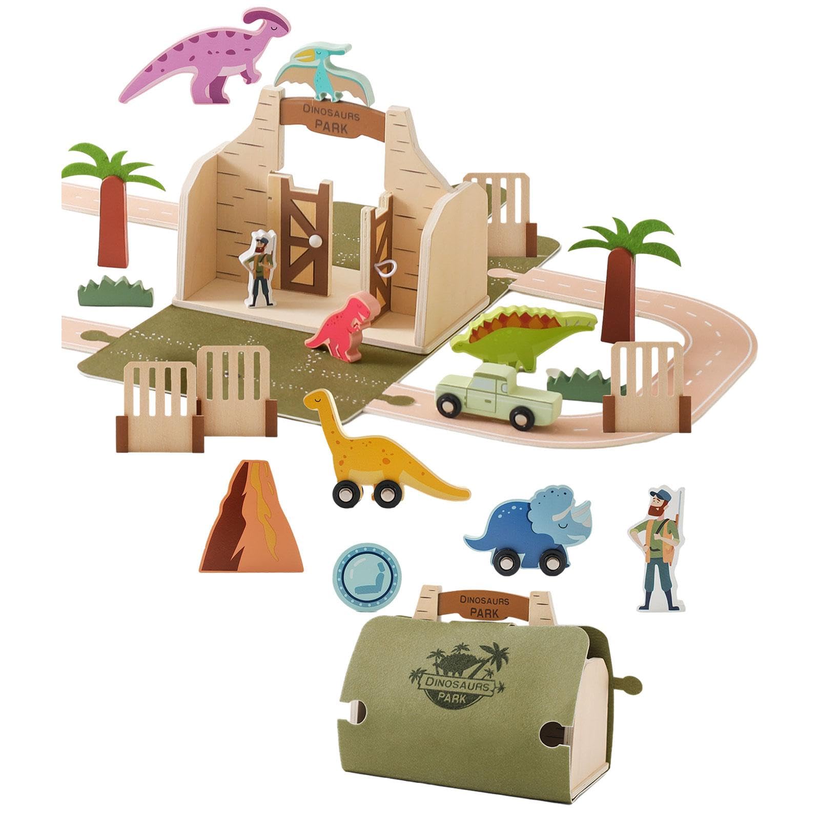 Juego de Juguetes de Dinosaurios de Madera, Ideal para Niños Y Bebés.