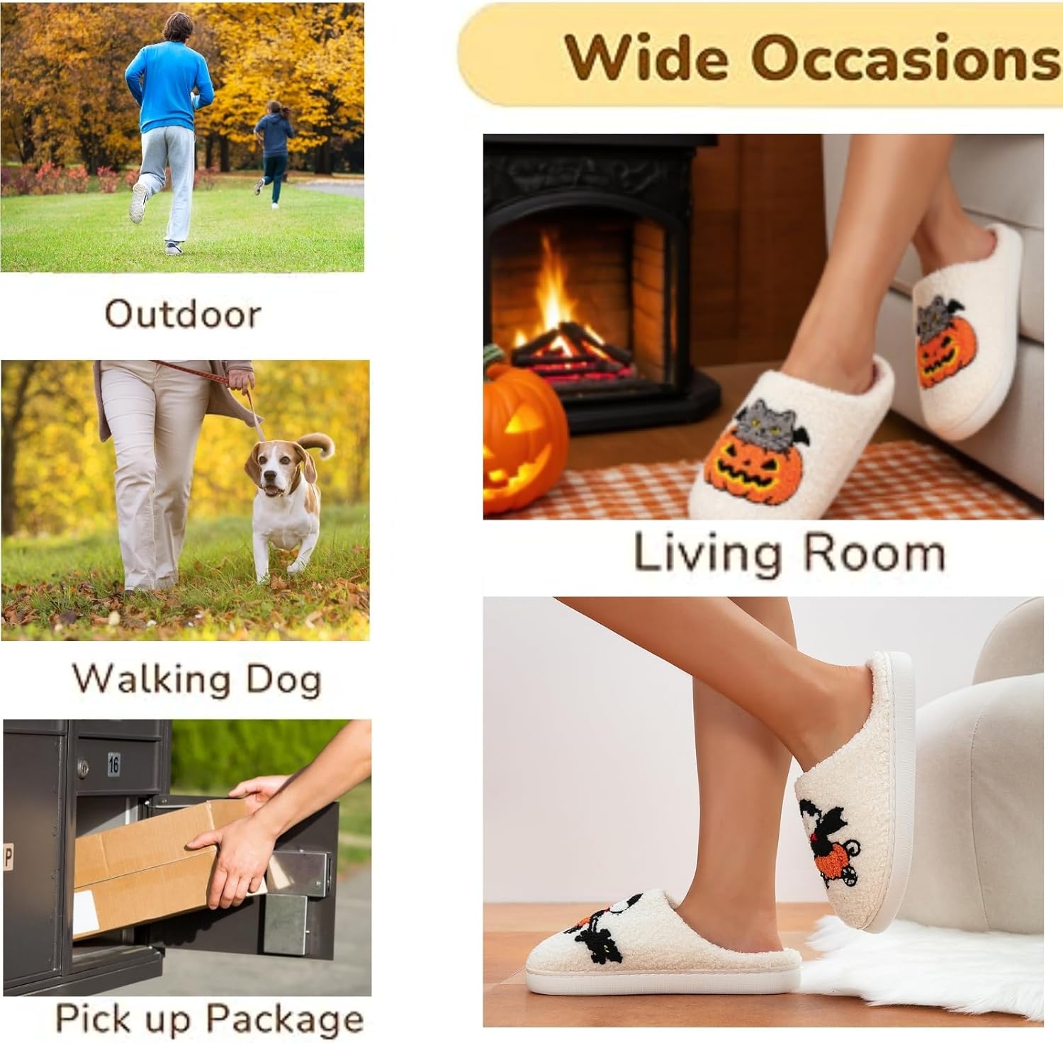 Cute Halloween Slippers for Women Perfect Soft Plush Comfy Warm Slip-On Halloween Pumpkin Slippers fo Women Indoor Fluffy House Slippers for Women and Men Non-slip Fuzzy Flat Slides - Image 8