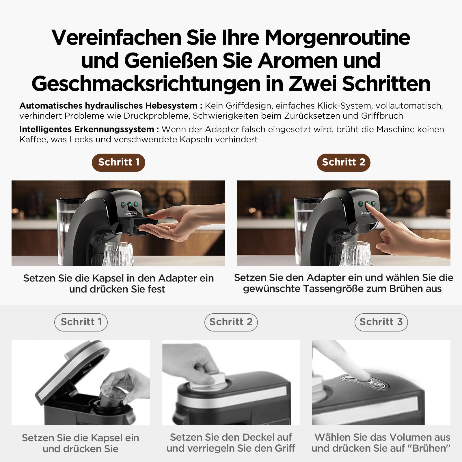 Warriors1 5 in 1 Multi Kapselmaschine für Nespresso OL, Dolce Gusto, Lavazza A Modo Mio, FAP Espresso Point, 20 bar, 0,82 L, Automatische Kaffeemaschine
