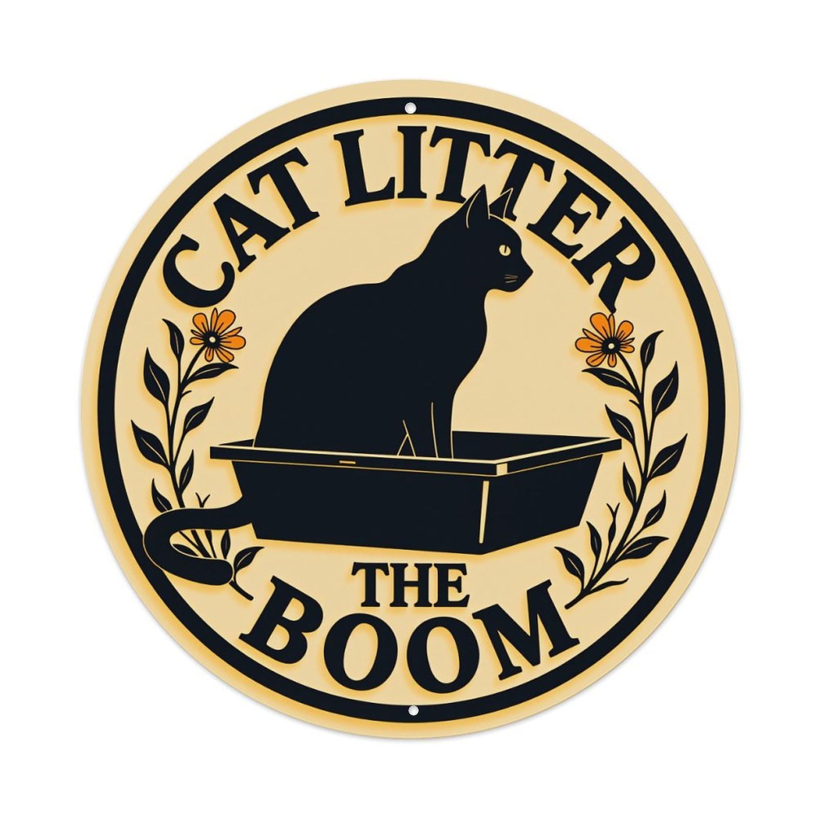 Cat Litter The Boom Metal Tin Sign Vintage Garden Bedroom Cafe Bar Man Cave Home Wall Decor Metal Poster 8x8 inches