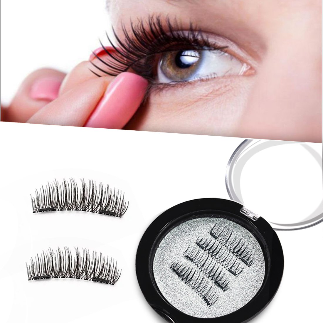 Magnetic False Eyelashes Reusable Magnet Quality Eyelashes Extensions Set 1 Pair/4Pcs