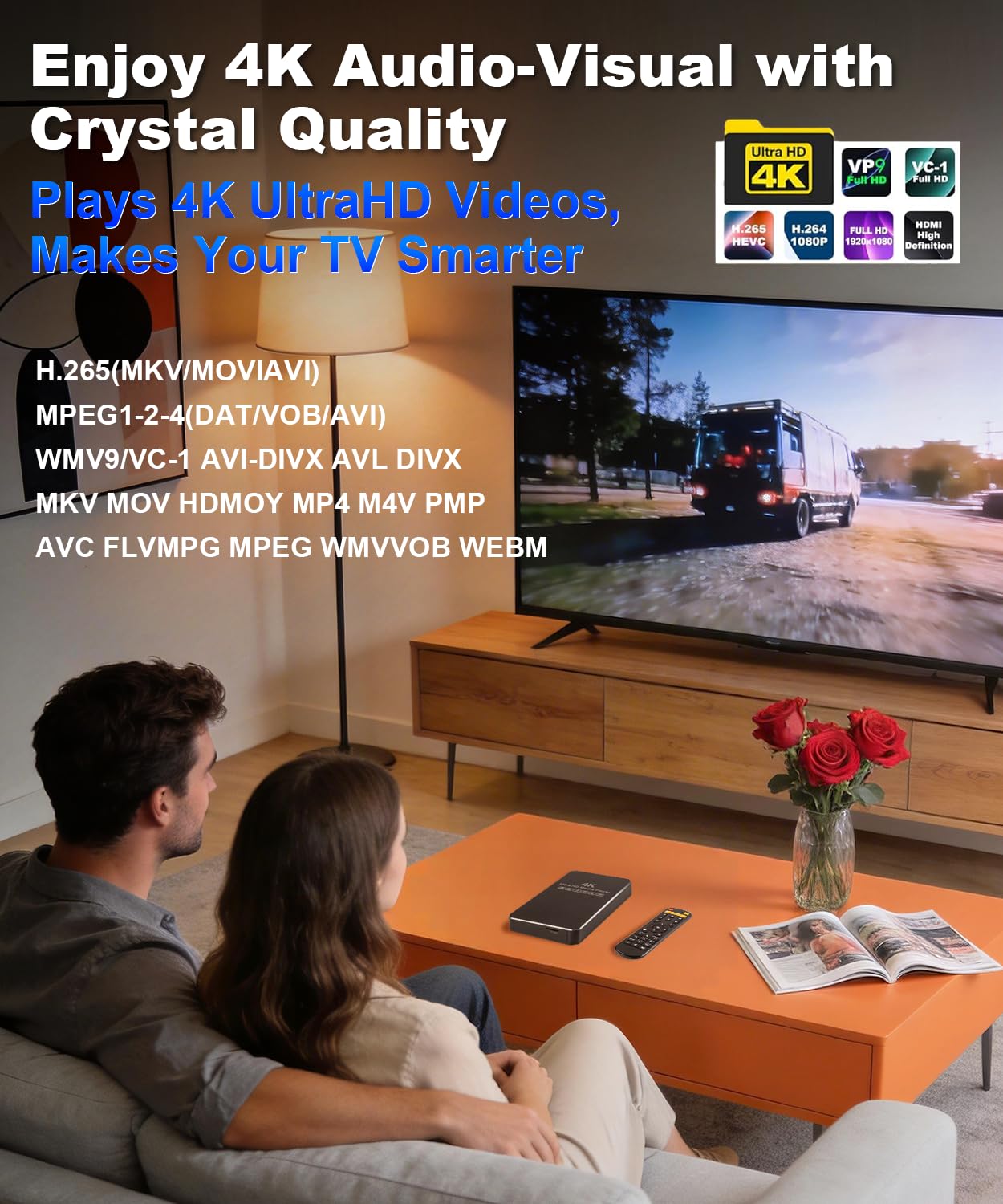 ACEMAX Lecteur multimédia hors ligne 4K @ 60 Hz avec boîtier SATA HDD/SSD 2,5", lecteur de signalisation numérique H.265/HEVC avec lecture automatique, boucle et reprise, USB, microSD, HDMI et sortie