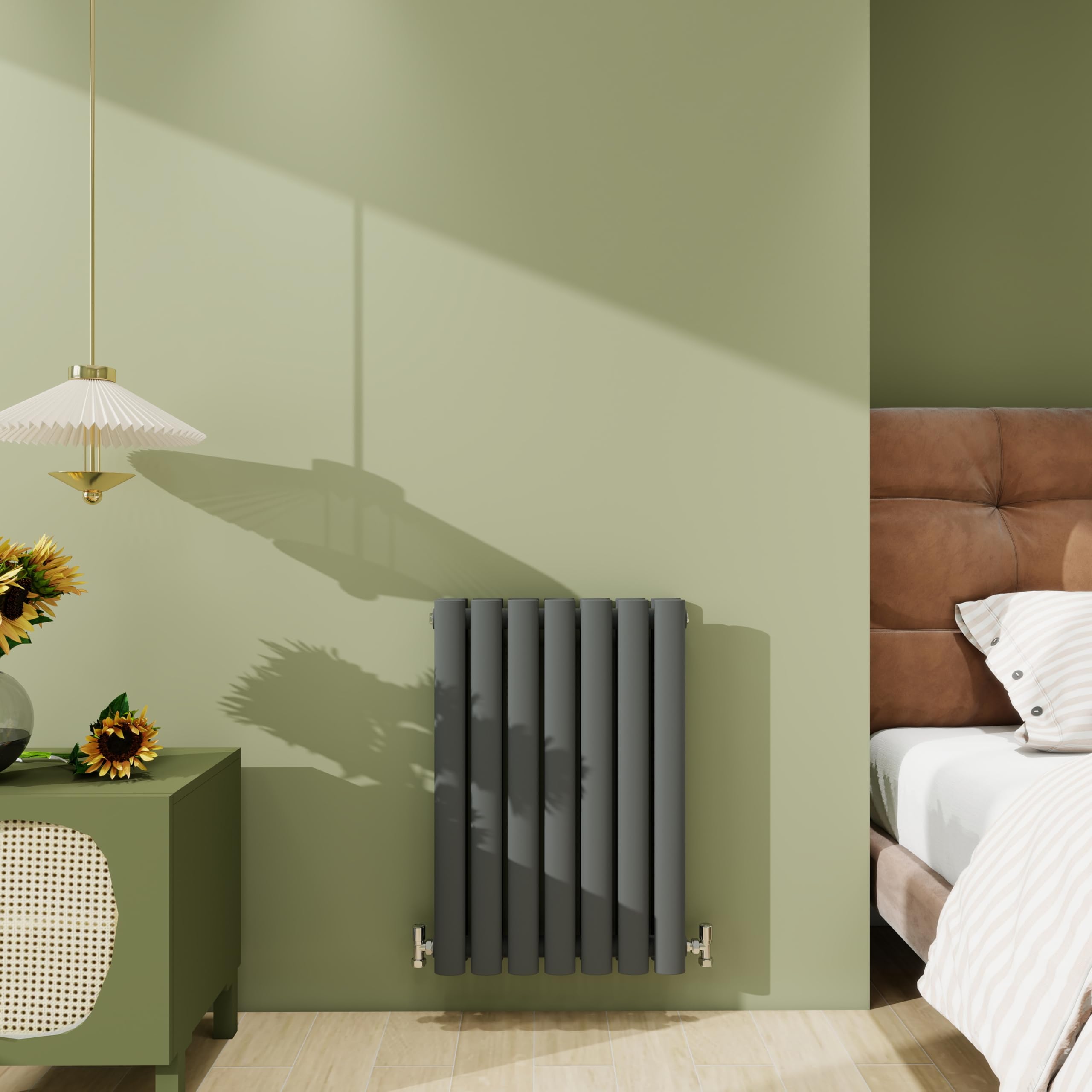Biubiubath Radiator 600×413mm Anthracite Horizontal Double Oval Column Designer Central Heating Rad 1845 BTU