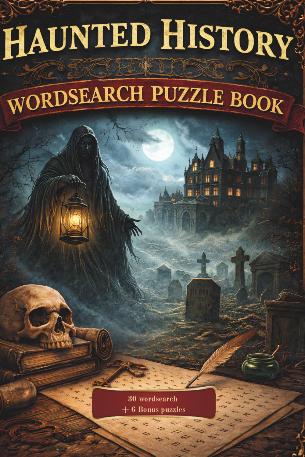 HAUNTED HISTORY WORDSEARCH PUZZLE BOOK: 30 WORDSEARCH PLUS 6 BONUS PUZZLES