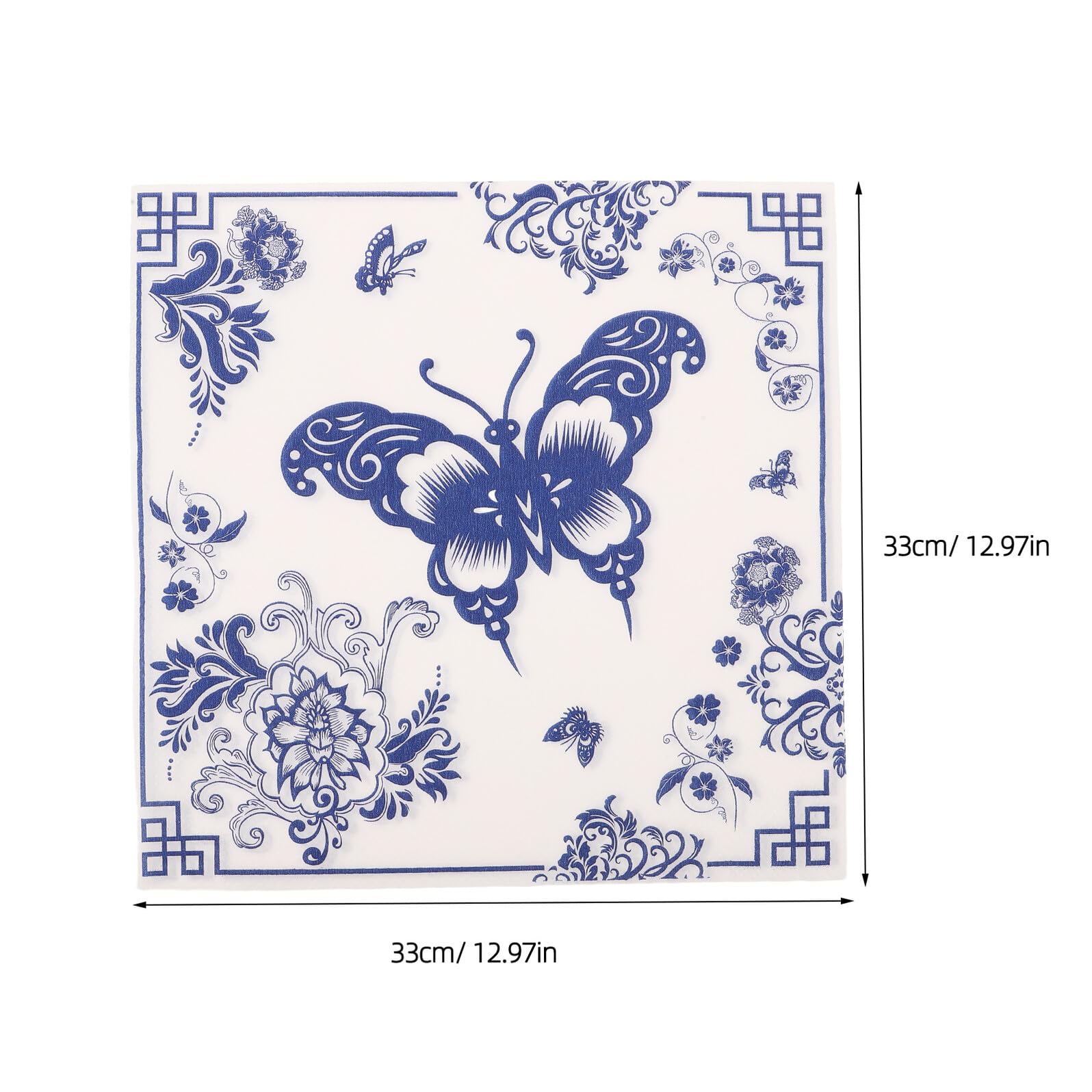 Servilletas de Papel Chinoiserie Estampado Floral Vintage Azul, 33 Cm, Paquete de 100 Unidades en 5 Paquetes, Servilletas Desechables para Fiestas, Bodas y Cenas