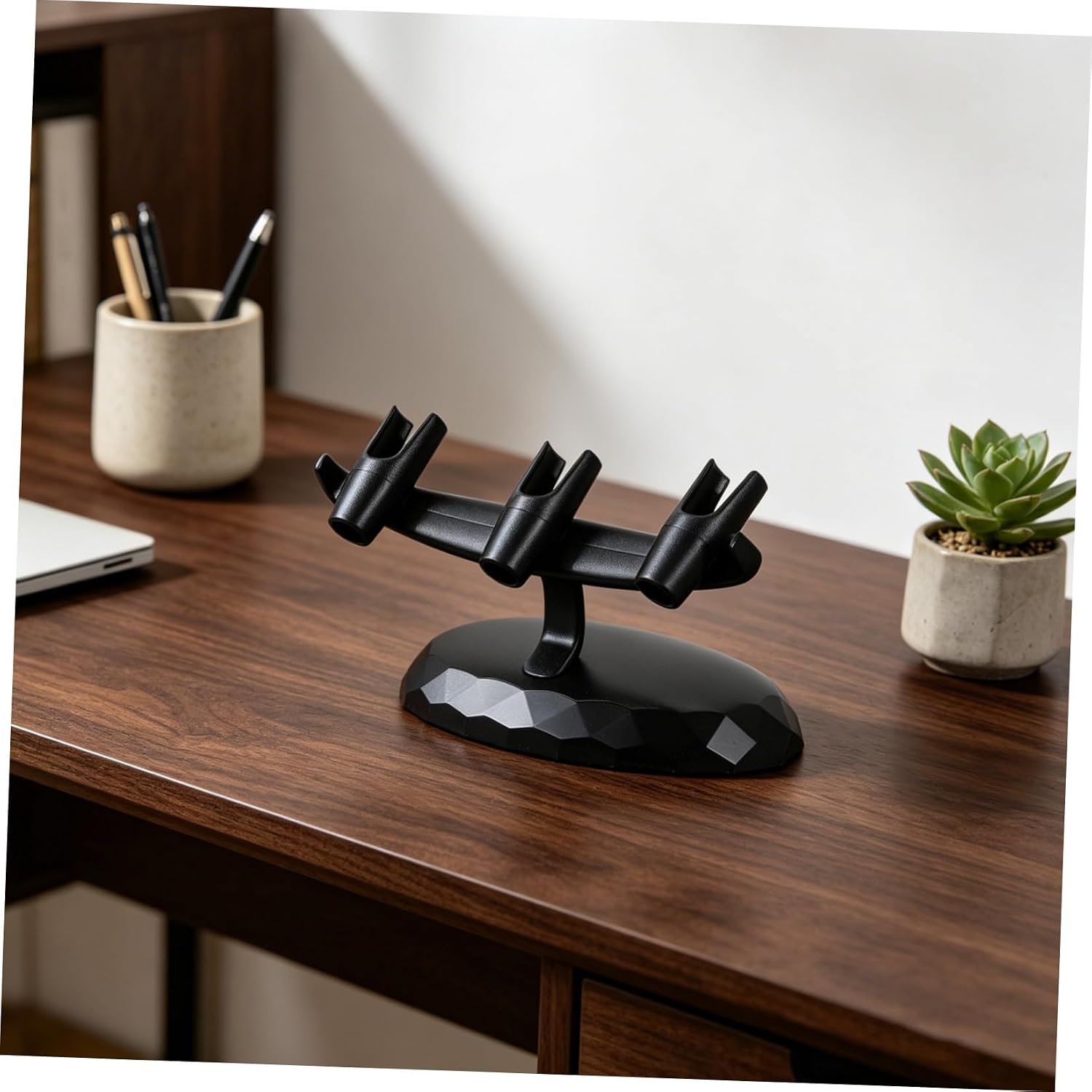 COHEALI Tabletop Airbrush Holder Stand for 3 Pens, Plastic Black Organizer